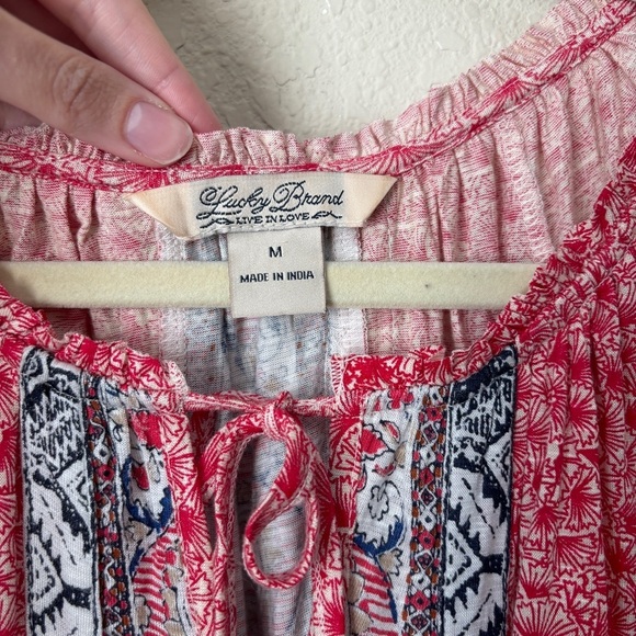 Lucky Brand Boho Print Peasant Top - Picture 2 of 9